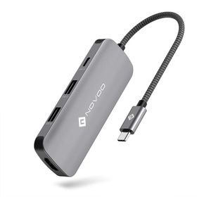 Novoo RS6 Pro Type-C to 4K HDMI 2xUSB-A 3.2 ve 2xUSB-C PD 100 Watt AUX Dönüştürücü Adaptör