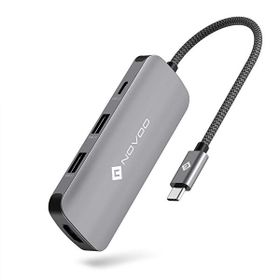 Novoo RS6 Pro Type-C to 4K HDMI 2xUSB-A 3.2 ve 2xUSB-C PD 100 Watt AUX Dönüştürücü Adaptör