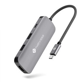 Novoo RS6 Pro Type-C to 4K HDMI 2xUSB-A 3.2 ve 2xUSB-C PD 100 Watt AUX Dönüştürücü Adaptör