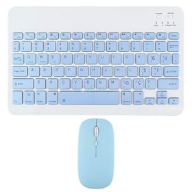 Novstrap Samsung Galaxy Tab A9 Plus/A9 X200 T500 T290 T220 Uyumlu Mavi Bluetooth Klavye-Mouse