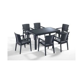 Novussi 90x150 Antrasit Rattan Camli Masa