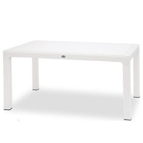 Novussi Classi 150G Rattan Beyaz Dikdörtgen Camlı Masa