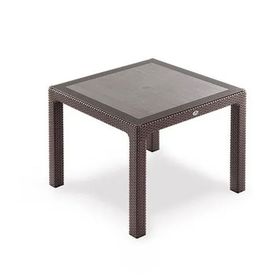 Novussi Classi 90x150 cm Koyu Kahverengi Rattan Efektli Camlı Masa Takımı