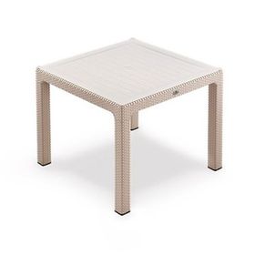 Novussi Classi 90x90 cm Açık Kahverengi Rattan Efektli Camlı Masa Takım