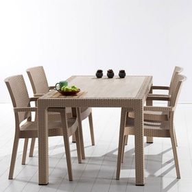 Novussi Rattan Claris 150 Cappuccino Masa Takımı Balkon Bahçe Mobilyası