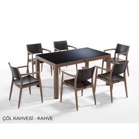 Novussi SG1 Seginus 6'lı Bahçe Takımı Camlı Masa Koltuk Seti