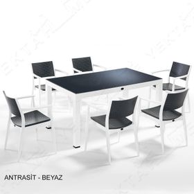 Novussi SG3 Seginus 6'lı Bahçe Takımı Camlı Masa Koltuk Seti