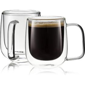 Noyiska 250 ml 2 Adet Çift Cidarlı Borosikilat Cam Kupa Kahve Servis Sunum Bardağı