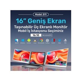 NPO NPM11 16 inç Taşınabilir 2'Li Monitör
