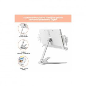 Npo STD007 Okuma Açısı Ayarlı Koruma Kıskkaçlı Alüminyum ABS Kitap/Tablet/Dergi Standı Modern Rahle
