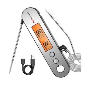 Npo Thermopro Tp610 Su Geçirmez Işıklı Çift Problu Katlanabilir Profesyonel Gıda Termometre