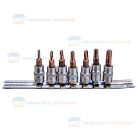 NT Tools NCSET14S S2 Star Delikli Torx CRV 7 Parça 1/4 inç Lokma Seti