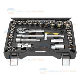 NT Tools NCSET32 32 Parça 1/2 inç Altı Köşe CRV Lokma ve Yıldız Lokma Seti