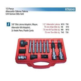 NT Tools NTA8040 CRV 13 Parça Alternatör Sökme Takma Somun Bits Seti
