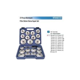 NT Tools NTKASET23 23 Parça Alüminyum Kapak Tip Filtre Sökme Takma Seti