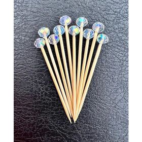Nunuki NSC0012 Şeffaf 25 Adet 7 cm Kristal Boncuklu Kokteyl Sunum Kürdanı Parti Süsü