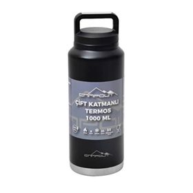 Nurgaz Campout Çift Katmanlı Siyah 1000 ml Termos