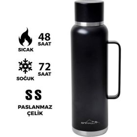 Nurgaz Campout Çift Katmanlı Siyah 1500 ml Termos