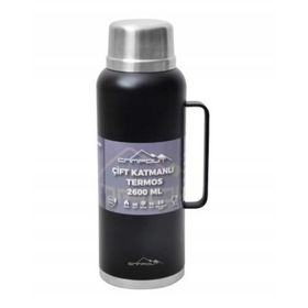 Nurgaz Campout Çift Katmanlı Siyah 2600 ML Termos