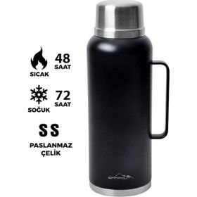 Nurgaz Campout Çift Katmanlı Siyah 2600 ML Termos