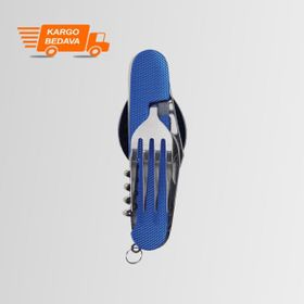 Nurgaz Campout NG KKCT-M Katlanır Çatal Kaşık Bıçak Mavi Tirbuşon