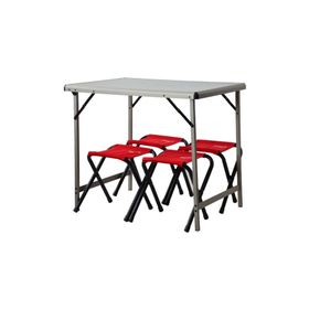 Nurgaz Esbifix Campout Katlanır Büyük Kamp Masası + 4 Adet Kamp Tabure Seti