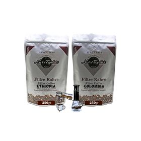 Nuri Toplar 250 gr Ethiopia + 250 gr Colombia Yöresel Paket Filtre Kahve