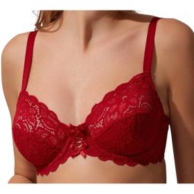 Nurteks 1050 Balenli Dantelli Toparlayıcı Bordo Sütyen