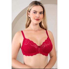 Nurteks 1050 Balenli Dantelli Toparlayıcı Bordo Sütyen