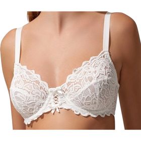 Nurteks 1050 Balenli Dantelli Toparlayıcı Ekru Sütyen