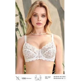 Nurteks 1050 Balenli Dantelli Toparlayıcı Ekru Sütyen