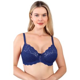 Nurteks 1050 Balenli Dantelli Toparlayıcı Lacivert Sütyen