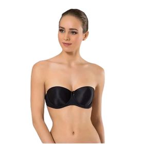 Nurteks 1505 Siyah Tek Sırt Şeffaf Askılı Push-Up İçi Dolu Straplez Sütyen