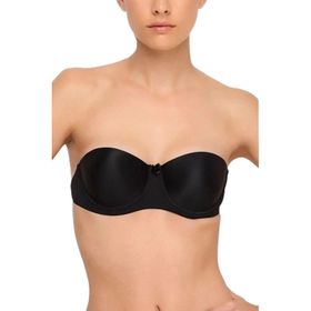 Nurteks 1505 Siyah Tek Sırt Şeffaf Askılı Push-Up İçi Dolu Straplez Sütyen
