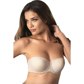 Nurteks 1505 Ten Tek Sırt Şeffaf Askılı Push-Up İçi Dolu Straplez Sütyen