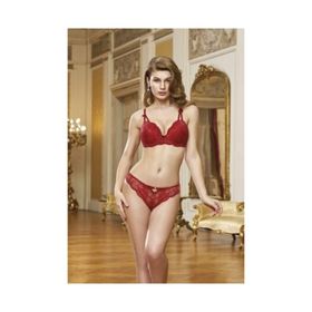 Nurteks 4430 Telli Dantelli Destekli Bordo Sütyen Takım