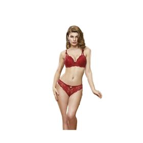 Nurteks 4430 Telli Dantelli Destekli Bordo Sütyen Takım