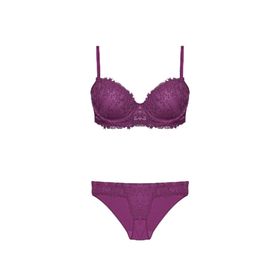 Nurteks 4487 Balenli Dantelli Destekli Push-up Mor Sütyen Takım