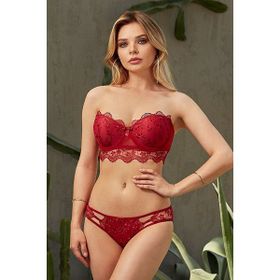 Nurteks 4584 Bordo Kadın Destekli Sütyen Külot Takım