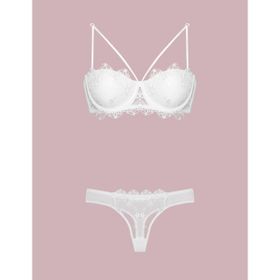 Nurteks 4591 Telli Dantelli Slip Destekli Push-up Ekru Sütyen Takım
