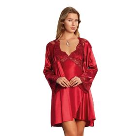 Nurteks 5344 Bordo Kimono Gecelik Takım