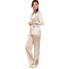 Nurteks 5689 Ekru Saten Pijama Takım