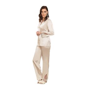 Nurteks 5689 Ekru Saten Pijama Takım