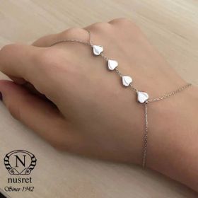 Nusret Takı 925 Ayar Gümüş 4 Kalpli Aşk Şahmeran Bileklik