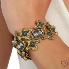 Nusret Takı 925 Ayar Gümüş Elizabeth Desenli Paftalı Antik Bizans Bileklik