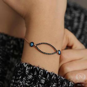 Nusret Takı 925 Ayar Gümüş Göz Modeli Pembe Bileklik