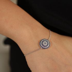 Nusret Takı 925 Ayar Gümüş Nazar Beyaz Bileklik