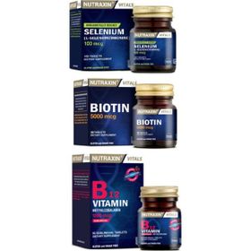 Nutraxin B12 Vitamin 1000 mcg 60 Tablet + Biotin 5000 mcg 30 Tablet + Selenium 100 mcg 100 Tablet