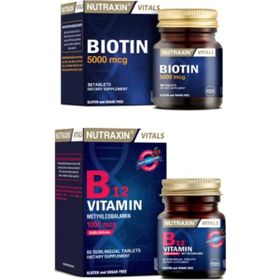 Nutraxin B12 Vitamin 1000 mcg 60 Tablet + Biotin 5000 mcg 30 Tablet