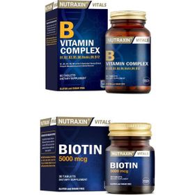Nutraxin Biotin 5000 mcg 30 Tablet + B Vitamin Complex 60 Tablet